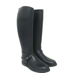 GIVENCHY Rubber Riding Boots SZ 37/ 6.5  Black Equestrian Style Rain Boots